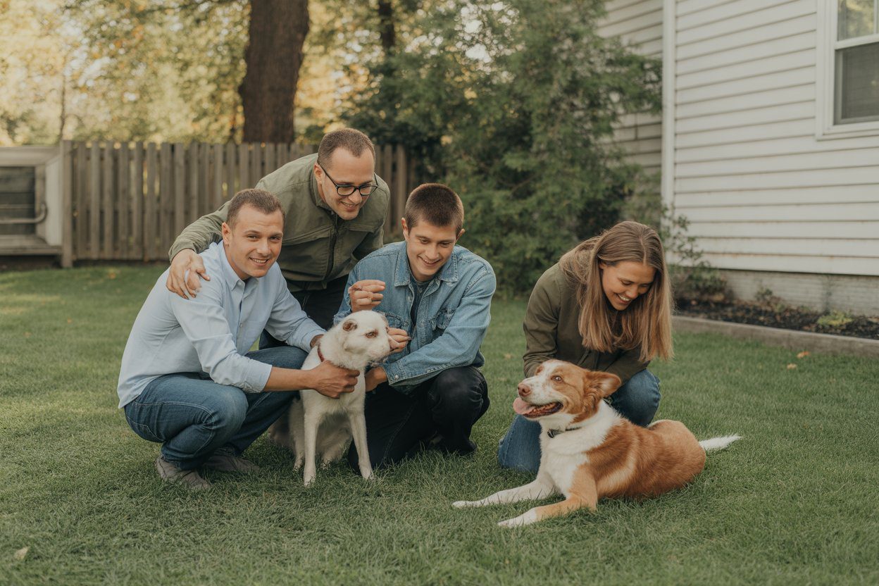 Pet Insurance-Family in Yard With Dog